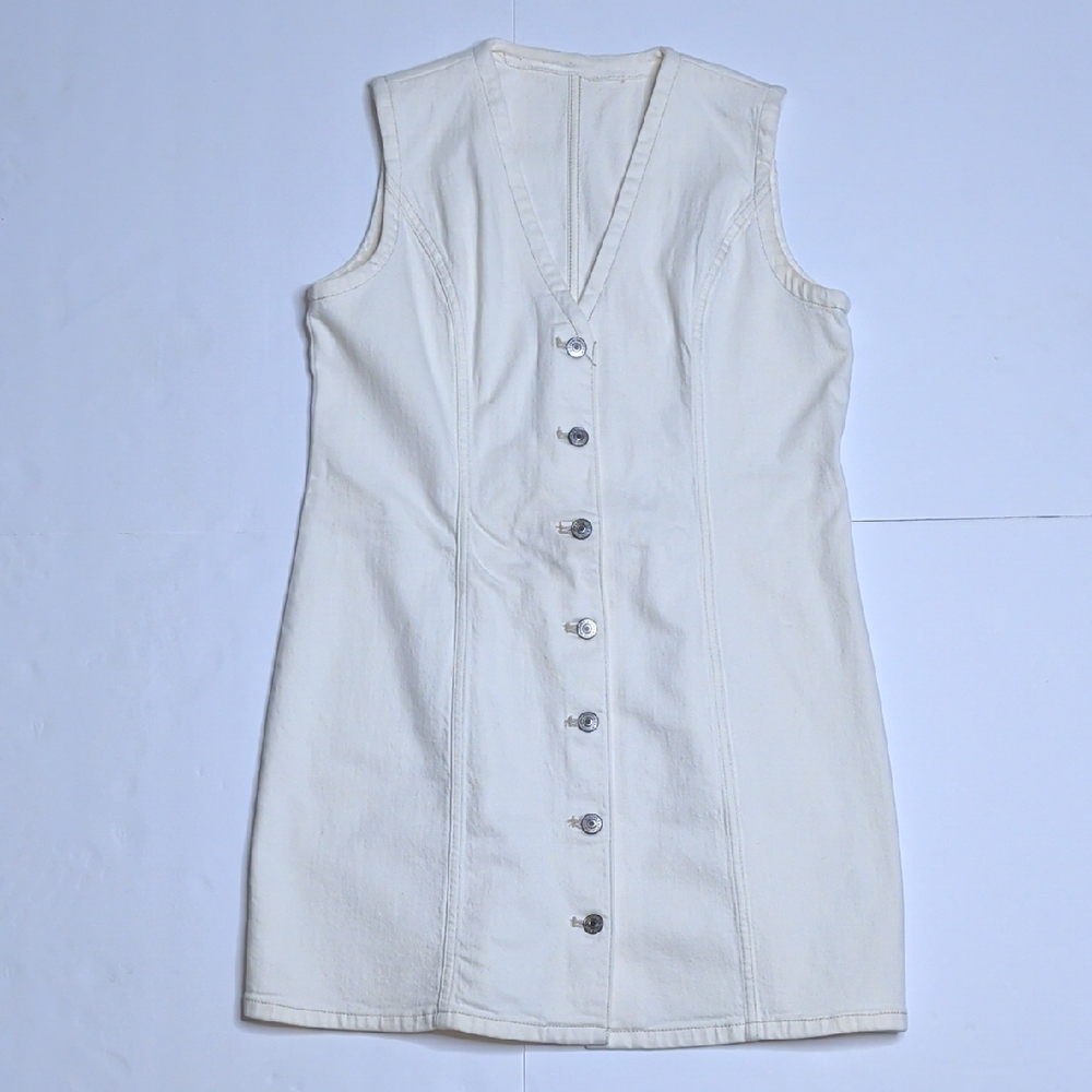 Abercrombie & Fitch Cream Button-Detail Dress, Small